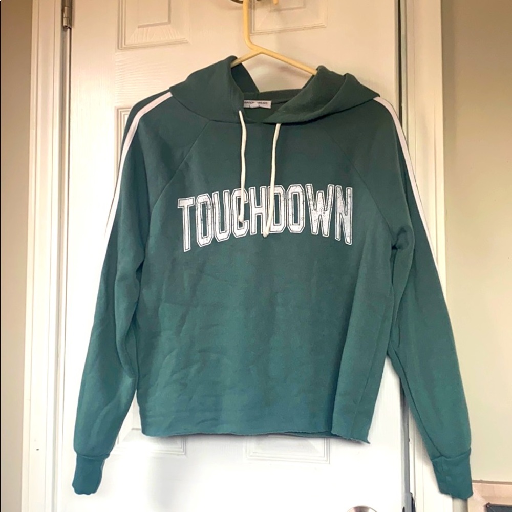 Green Cropped Touchdown Hoodie